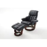 InnoSeat Relaxsessel Calgary Leder 85 x 105 x 85 cm Schwarz mit Hocker