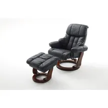 InnoSeat Relaxsessel Calgary Leder 85 x 105 x 85 cm Schwarz mit Hocker