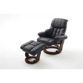 InnoSeat Relaxsessel Calgary Leder 85 x 105 x 85 cm Schwarz mit Hocker