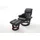 InnoSeat Relaxsessel Calgary Leder 85 x 105 x 85 cm Schwarz mit Hocker