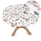 ANRO Wachstuch Tischdecke abwaschbar Wachstischdecke Plastik-Tischdecke Meterware eckig rund oval Kinder Geburtstag Grau Rund 120cm