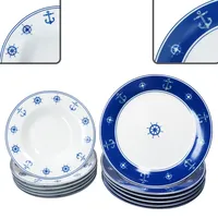 Mambocat Ahoi Tafelservice 12-tlg. blau-weiß mit Anker