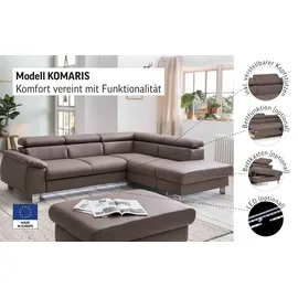 Cotta Ecksofa "Komaris L-Form, B: 249 cm", rot, B:249cm H:72cm T:100cm, Microfaser PRIMABELLE (100% Polyester);Kunstleder SOFTLUX;Feinstruktur (100% Polyester);Kunstleder SOFTLUX/Struktur (100% Polyester);NaturLEDER, Sofas, Ecksofa, mit Kopfteilverstellung,