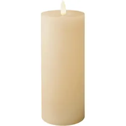 Lumineo LED Kerze mit Timerfunktion 7x19cm Wachs - flackernde Flamme Echtwachskerze Kerzen batteriebetrieben Wachskerze Stumpenkerze Rustik Creme Warmweiß