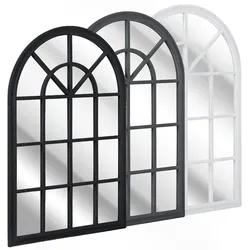 Casa Chic Savile Französischer Fensterspiegel Holzrahmen 120 x 80 cmGrau