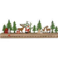 Riffelmacher Weihnachtskalender Zeitstrahl | Holz | Weihnachtslandschaft | 40 x 3,6 x 12 cm | Deko Adventskalender zum Schieben | 19679 - Braun