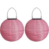 Youning Lampions Außen Wetterfest Solar LED Laterne Wasserdicht Hängende Solar Lampion für Außen 30cm Solarlaterne Outdoor Deko Nylon Papier Laterne Runde Gartenlampions Außenlaternen (2PCS/Rosa)