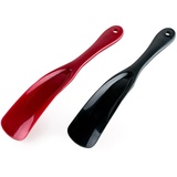 Schuhanzieher Kunststoff - 2er Schuhanzieher Kurz 19 cm Schuhlöffel Stabil Extra Strapazierfähiges Design Glatte Kantenbehandlung Shoehorn für Kinder, Senioren