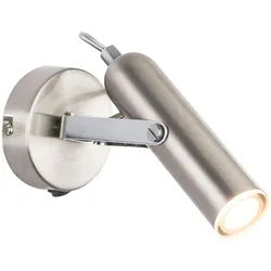 Wandstrahler Spotleuchte LED Innenraum Beleuchtung mit beweglichem Spot, Chrom Nickel-matt, LED 1x 4 Watt, HxBxT 16,5x8,5x14 cm