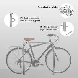 Trutzholm Fahrradständer Fahrradanlehnbügel 114 x 78 cm Ø 49 mm grau