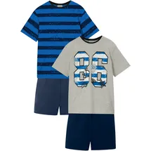 bonprix Shorty BONPRIX "Shorty mit weicher Baumwolle (4-tlg. Set)", Jungen, Gr. 176/182, blau (blau gestreift, dunkelblau, grau meliert bedruckt, schwarz), Jersey, Obermaterial: 95% Baumwolle, 5% Viskose.