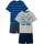 bonprix Shorty BONPRIX "Shorty mit weicher Baumwolle (4-tlg. Set)", Jungen, Gr. 176/182, blau (blau gestreift, dunkelblau, grau meliert bedruckt, schwarz), Jersey, Obermaterial: 95% Baumwolle, 5% Viskose.