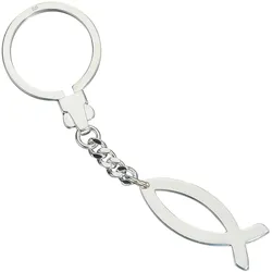 Schlüssel-Anhänger JOBO "Anhänger Ichthys", silber (silber 925), Schlüsselanhänger, Damen, Silber 925 (Sterlingsilber), 925 Silber