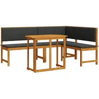 VidaXL 3-tlg. Garten-Bistroset mit Kissen Massivholz Akazie