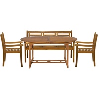 Möbilia 4-tlg. Garten-Sitzgruppe | 1 Tisch, 2 Armlehnstühle, 1 Bank | Akazie-Holz natur | 31020018 | Serie GARTEN