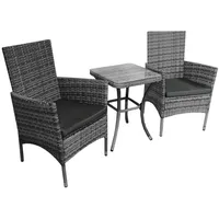 MonsterShop Rattan Bistro Set Grau