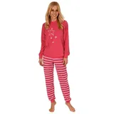 Normann Pyjama Normann Damen Frottee langarm Schlafanzug Pyjama rosa 44