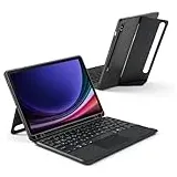 Suoxiom Hülle mit Tastatur für Sam-Sung Galaxy Tab Tab S10 Lite/S10 FE/S9 FE/S9,Tastatur für Tablet Hoch-/Querformat Ständer,Abnehmbar,Wiederaufladbarer LED-Indikator