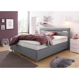 Westfalia Schlafkomfort Boxspringbett, wahlweise mit LED-Beleuchtung, grau