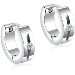 Firetti Paar Creolen »Schmuck Geschenk Glamour, klassisch«, mit Zirkonia (synth.) Firetti edelstahlfarben-weiß + kristallweiß