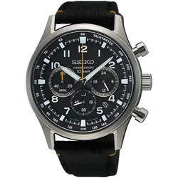 Chronograph SEIKO, schwarz, Armbanduhren, Herren, Quarzuhr, Armbanduhr, Herrenuhr, Nylonarmband, Datum, Stoppfunktion