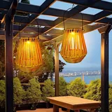 Solarlaterne für Außen Wetterfest Rattan Solar LED Heißluftballon Windlicht Lampions Hängend Gartenlaterne Solar Laterne für Draußen Gartendeko Led Laterne Outdoor für Balkon Terrasse Rasen (B1/2PCS)