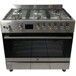 Gasline Gas Standherd 90cm GAG906GOINX  6 leistungsstarken Brennern Edelstahl Matt mit Gasbackofen LPG/ERDGAS