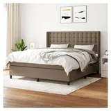 Lattenrost mit Matratze, Taupe, 180 x 200 cm, Stoff, Plattformbett mit Lattenhalter, einfache Montage, für Schlafzimmer, Erwachsene