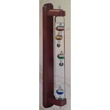 Galileo-Thermometer eleganter dekorativer Wandhalter aus Holz mahagonifarbig