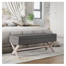 vidaXL Hocker mit Stauraum Dunkelgrau 110x45x49 cm Stoff