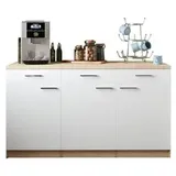Respekta Unterschrank 150 cm Eiche Sägerau 150 x 60 x 85 cm Weiß