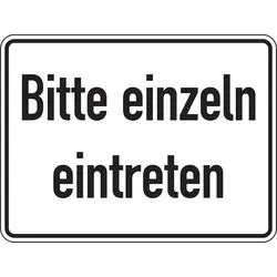 Aufkleber Hinweisschild, Bitte einzeln eintreten, Folie - 200 x 150 mm Folie selbstklebend