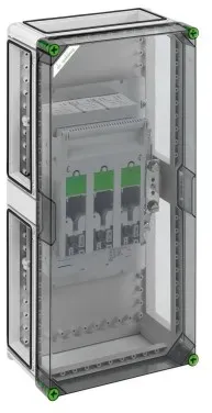 Spelsberg 02641101 NH-Trennergehäuse, Schutzart IP65, Schlagfestigkeit IK08, Schutzklasse II, Bemessungsspannung 690V AC, Bemessungsspannung 440V DC, halogenfrei GTT 411