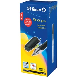 Pelikan Kugelschreiber Stick pro, 1 Box mit 20 Stück, Schreibfarbe: schwarz