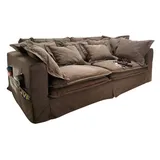 Massivmoebel24 Couch Baumwolle 3-Sitzer Braun