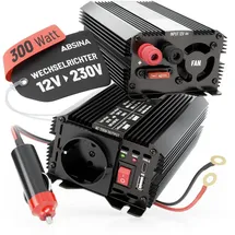 Absina 2er Pack Wechselrichter 12V auf 230V - Modifizierter Sinus Spannungswandler - Inverter 300W mit 600W Spitzenleistung - Stromwandler - Stromumwandler - Umwandler