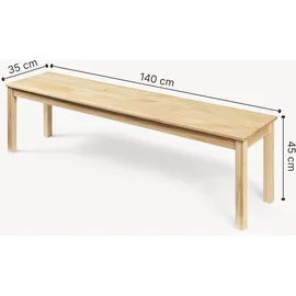 [en.casa] Sitzbank Trerunulu Beige 140 x 35 x 45 cm