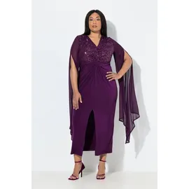 Ulla Popken Maxikleid Pailletten V-Ausschnitt Lila 50