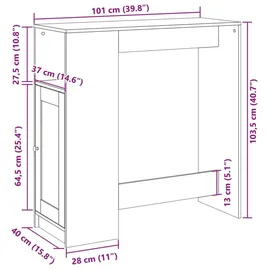 vidaXL Bartisch mit Regal 101 x 40 x 103,5 cm Weiß