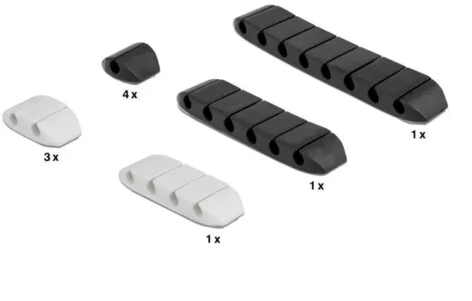 DeLOCK Kabelhalter trapezförmig selbstklebend Kombi Set 10 Stück schwarz / weiß