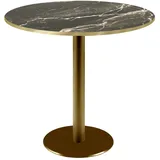 Restootab Tisch Rome goldmetallic Ø70cm - Modell Marmor Royal mit messingfarbenen Kanten