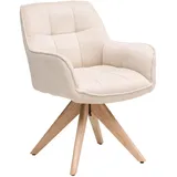 Livetastic Armlehnstuhl, Eiche, Beige, Holz, Textil, Eiche, massiv, Drehkreuz, 64x85x62 cm, Sitzfläche 360° drehbar, Esszimmer, Stühle, Esszimmerstühle, Armlehnenstühle