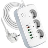 LUFEIS Mehrfachsteckdose mit USB, 3 Fach Steckdosenleiste mit 5 USB und 1 USB C Schreibtisch Verteilersteckdose mit Schalter, 2 Meter Verlängerungskabel, Steckdosenadapter, Steckerleist Steckdosen