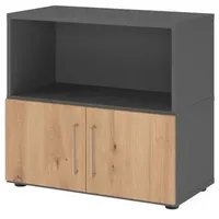 Hjh OFFICE PRO Hammerbacher Regal FlexWall Türen 2OH graphit/asteiche