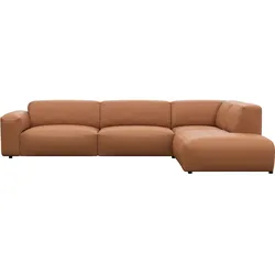 FLEXLUX Ecksofa »Lucera, super bequem durch hochwertigen Sitzaufbau mit Kaltschaum«, modern & anschmiegsam, L-Form, Designsofa FLEXLUX Modern Cognac Brown