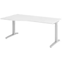 Bümö Schreibtisch Weiß, Silber, Nachbildung, Rechteckig, 180x74x100 cm FSC