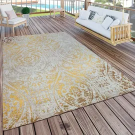 Paco Home In- Outdoor Teppich Modern Shabby Chic Stil Terrassen Teppich gelb, cm