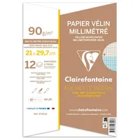 Clairefontaine 10x Millimeterpapier weiß 90g, Packung DIN A4 12