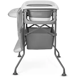 Kinderkraft BUBBLY Babywanne Badewanne mit Gestell, Faltbare Babybadewanne, Wickeltisch Regal im Set, Schnelle und einfache Montage, Grau