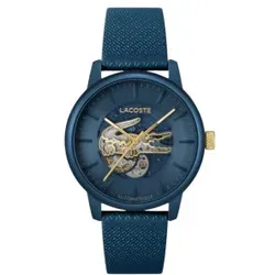 Lacoste für Herren. 2011385 Uhr mit Automatikaufzug und Lederarmband 12.12 blau (OSFA), Lässig, Armbänder, Aluminium